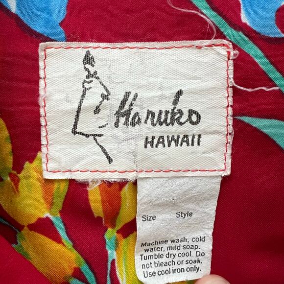 Vintage Haruko Hawaii Floral Hawaiian Button Up Shirt Sleeveless Medium Tropical - Picture 4 of 5